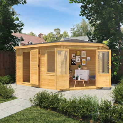 Waltons 5M X 3M Corner Lodge Plus - 34mm Double Glazed (Side Shed)