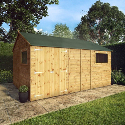 Waltons 14 X 10 Premium Wooden Shiplap Reverse Apex Garden Workshop Shed