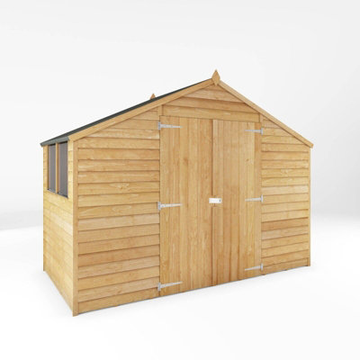 Waltons 5X10 Wooden Garden Workshop Shed Overlap Apex Double Door Storage Unit