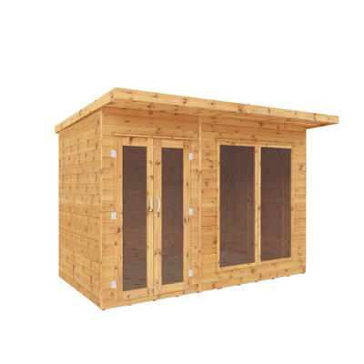 Waltons 10 X 6 Wooden Summerhouse Pent Roof Double Doors Tongue And Groove Garden Room