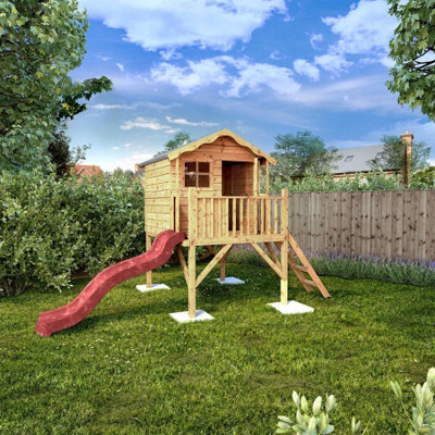Waltons 5 X 5 Wooden Playhouse Wendy House With Tower And Slide from B&Q
