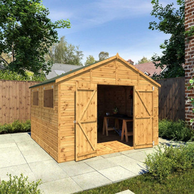 Waltons 10 X 10 Premium Shiplap Workshop Tongue And Groove Double Door Windowed Garden Shed