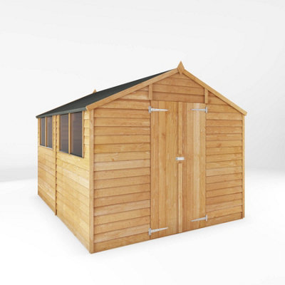 Waltons 10 X 8 Garden Shed Overlap Apex Double Door Wooden Outdoor Storage Building