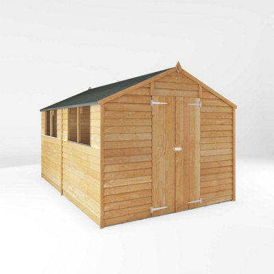 Waltons Garden Shed 12 X 8 Overlap Apex Double Door Wooden Outdoor Storage Building