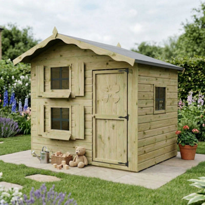Waltons 7 X 5 Wooden Loft Playhouse Double Storey Garden Play House from B&Q