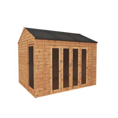 Waltons 10 X 8 Wooden Summerhouse Bifold Double Doors Reverse Apex Tongue And Groove Garden Room