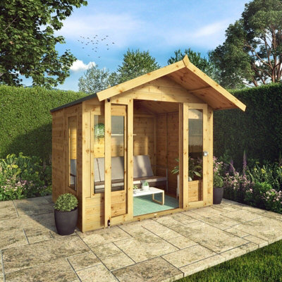 Waltons 6 X 8 Wooden Summerhouse Apex Tongue And Groove Garden Room Double Doors