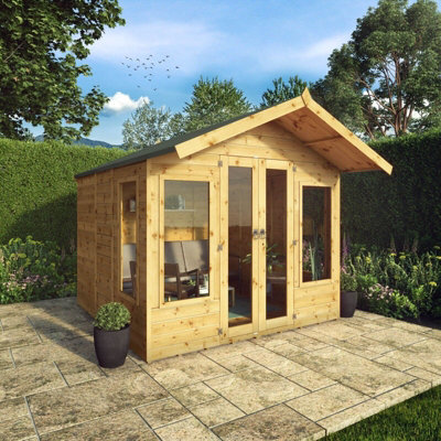 Waltons 8 X 8 Wooden Summerhouse Apex Tongue And Groove Garden Room Double Doors