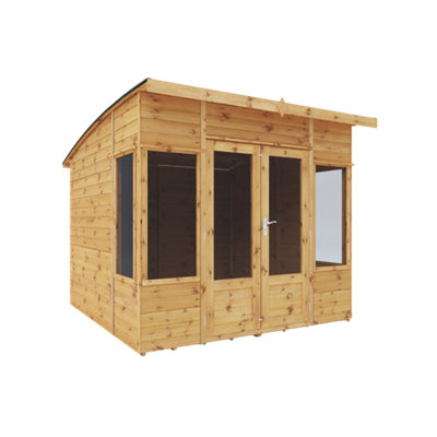 Waltons 8 X 8 Wooden Garden Room Curved Roof Summerhouse Tongue And Groove Double Doors