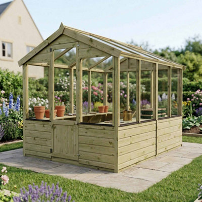 B&Q -  8 X 6 Traditional Wooden Greenhouse Apex Potting Shed Tongue And Groove
