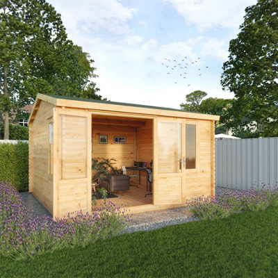 Waltons 4M X 4M Wooden 44mm Home Office Log Cabin Garden Room