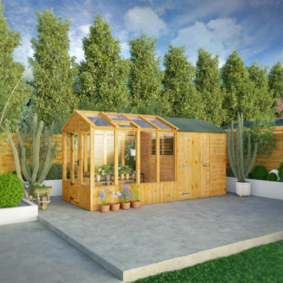 Waltons 14X6 Wooden Combi Greenhouse Shed Apex Styrene Growhouse Tongue And Groove Potting Shed from B&Q