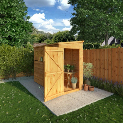 Waltons 8 X 4 Shiplap Pent Glass Glazed Modular Garden Storage Shed from B&Q