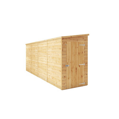 Mercia Modular Shiplap 16X4 Ft Pent Honey Brown Wooden Dip Treated Shed With Floor (Windowless) from B&Q
