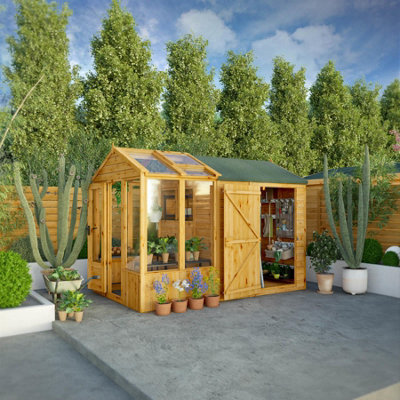Waltons 10 X 6 Combi Glass Greenhouse Shiplap Apex Garden Potting Shed from B&Q