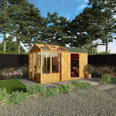 Waltons 12 X 6 Combi Glass Greenhouse Shiplap Apex Garden Potting Shed from B&Q