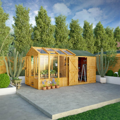 Waltons 14 X 6 Combi Glass Greenhouse Shiplap Apex Garden Potting Shed from B&Q