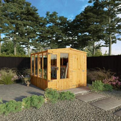 Waltons 8 X 8 Combi Glass Greenhouse Shiplap Apex Garden Potting Shed from B&Q