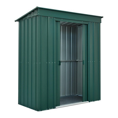 Waltons Globel 6 X 3 Metal Pent Garden Storage Shed Sliding DoorsGreen from B&Q