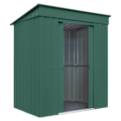 Waltons Globel 6 X 4 Metal Pent Garden Storage Shed Sliding DoorsGreen from B&Q