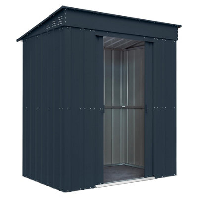 Waltons Globel 6 X 4 Metal Pent Garden Storage Shed Sliding DoorsGrey from B&Q