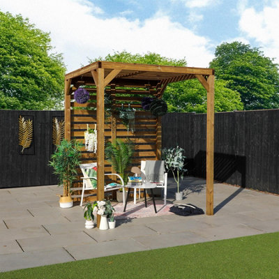 Waltons 2M X 2M Pressure Treated Wooden Pergola Garden Shelter from B&Q