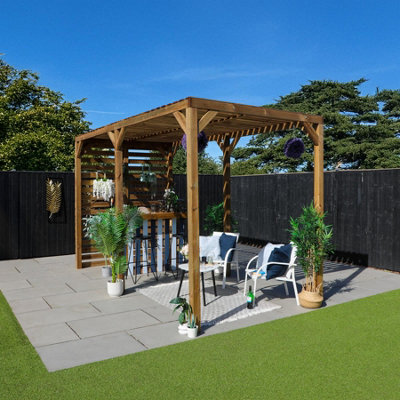 Waltons 4M X 2M Pressure Treated Wooden Pergola Garden Shelter from B&Q