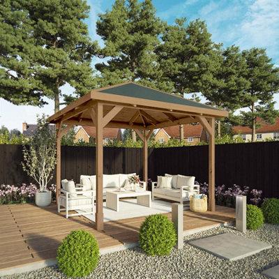 Waltons 3M X 3M Traditional Gazebo Pressure Treated Wooden Garden Shelter from B&Q