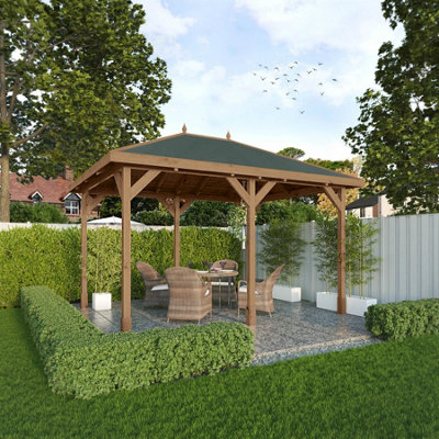 Waltons 3M X 4M Traditional Gazebo Pressure Treated Wooden Garden Shelter from B&Q