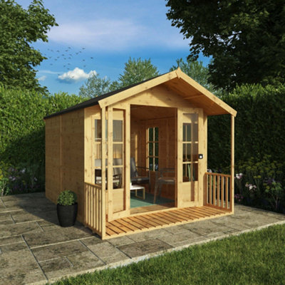 Mercia 10X8 Ft With Double Door & 4 Windows Apex Wooden Summer House-35533 