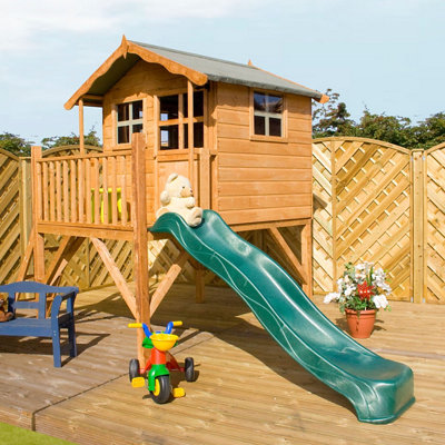 Mercia Poppy Playhouse Tower and Slide - Kids Playhouse - Brown - 10ft - Image 6