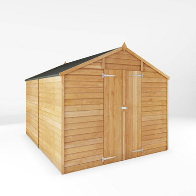 Waltons Garden Shed 10 X 8 Overlap Apex Double Door Windowless Wooden Outdoor Storage Building