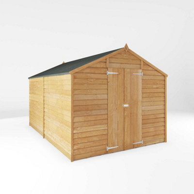 Waltons Garden Shed 12 X 8 Overlap Apex Double Door Windowless Wooden Outdoor Storage Building