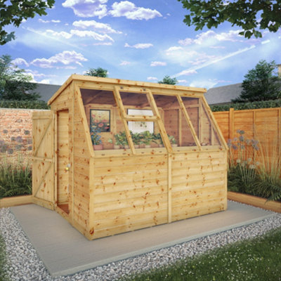 Mercia Tongue & Groove 8X6 Ft Pent Wooden Dip Treated Potting Shed With Floor & 5 Windows