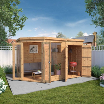 Mercia 7X11 Ft With Double Door & 2 Windows Pent Wooden Summer House