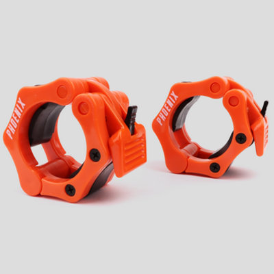 Phoenix Fitness Olympic Barbell Clamp - Orange, 2-inch - Plastic - Image 3