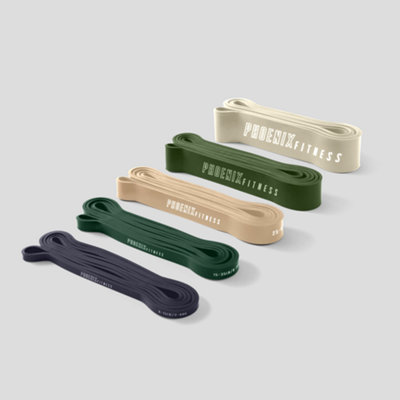 Phoenix Fitness Pull Up Bands Olive Resistance from B&Q