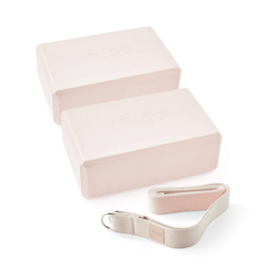 Myga Pair Of Yoga Blocks & Strap Blush Size 2