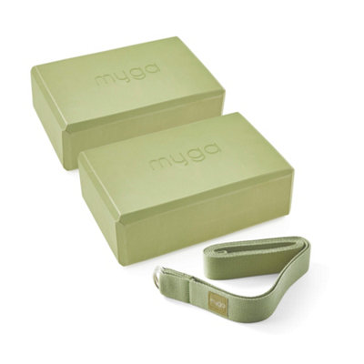 Myga Pair Of Yoga Blocks & Strap Moss from B&Q