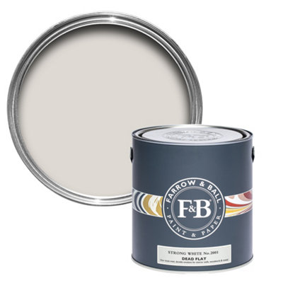 Farrow & Ball Strong White No.2001 Dead-Flat Matt Multi-Surface Emulsion Paint2.5L from B&Q