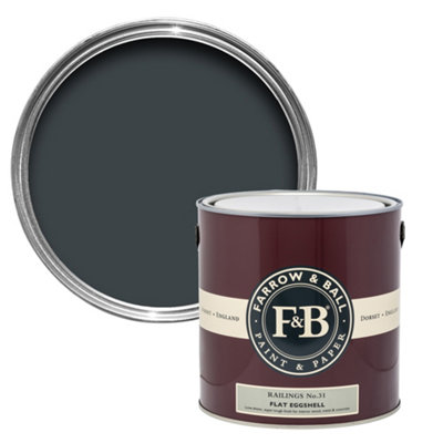 Farrow & Ball Railings No.31 Flat Eggshell Multi-Surface Topcoat Paint2.5L Tin