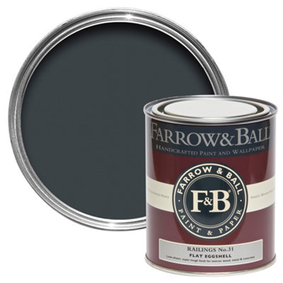 Farrow & Ball Railings No.31 Flat Eggshell Topcoat Paint750Ml Tin from B&Q