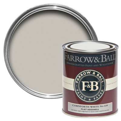 Farrow & Ball Cornforth White No.228 Flat Eggshell Multi-Surface Topcoat Paint750Ml Tin