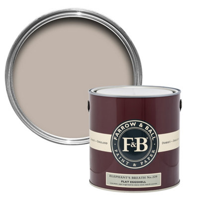 Farrow & Ball Elephants Breath No.229 Flat Eggshell Topcoat Paint2.5L Tin from B&Q