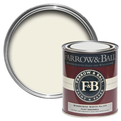 Farrow & Ball Wimborne White No.239 Flat Eggshell Topcoat Paint750Ml Tin from B&Q