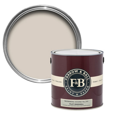 Farrow & Ball Skimming Stone No.241 Flat Eggshell Topcoat Paint2.5L Tin from B&Q