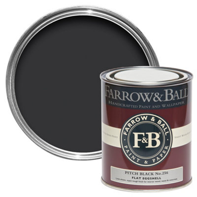 B&Q -  Pitch Black No.256 Flat Eggshell Multi-Surface Topcoat Paint750Ml Tin