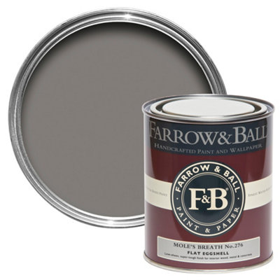 Farrow & Ball Mole's Breath No.276 Flat Eggshell Topcoat Paint750Ml Tin from B&Q