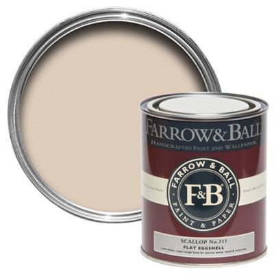 Farrow & Ball Scallop No.311 Flat Eggshell Topcoat Paint750Ml Tin from B&Q