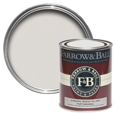 Farrow & Ball Strong White No.2001 Flat Eggshell Topcoat Paint750Ml Tin from B&Q